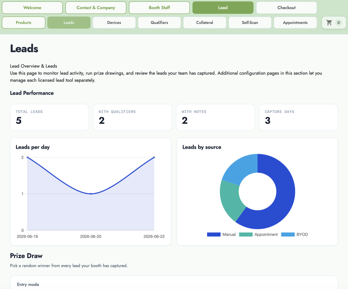 Jade lead retrieval dashboard